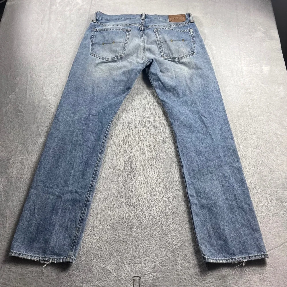 Polo Ralph Lauren Hampton Straight Jeans Mens 32x32 Light Wash Blue Denim RL